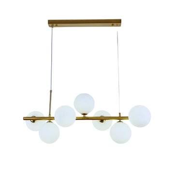 Hanglamp Beam Opaal Glas Goud 7 Licht