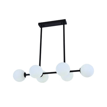 Hanglamp Leona Opaal Glas Zwart 6 Lichts