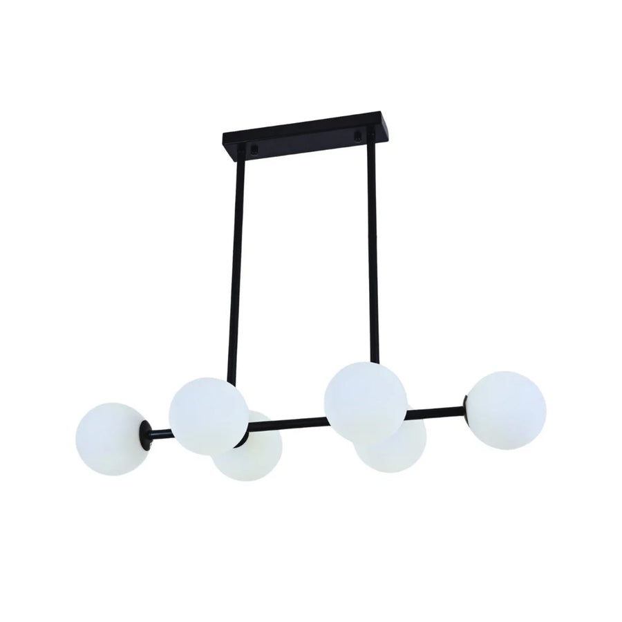 Hanglamp Leona Opaal Glas Zwart 6 Lichts