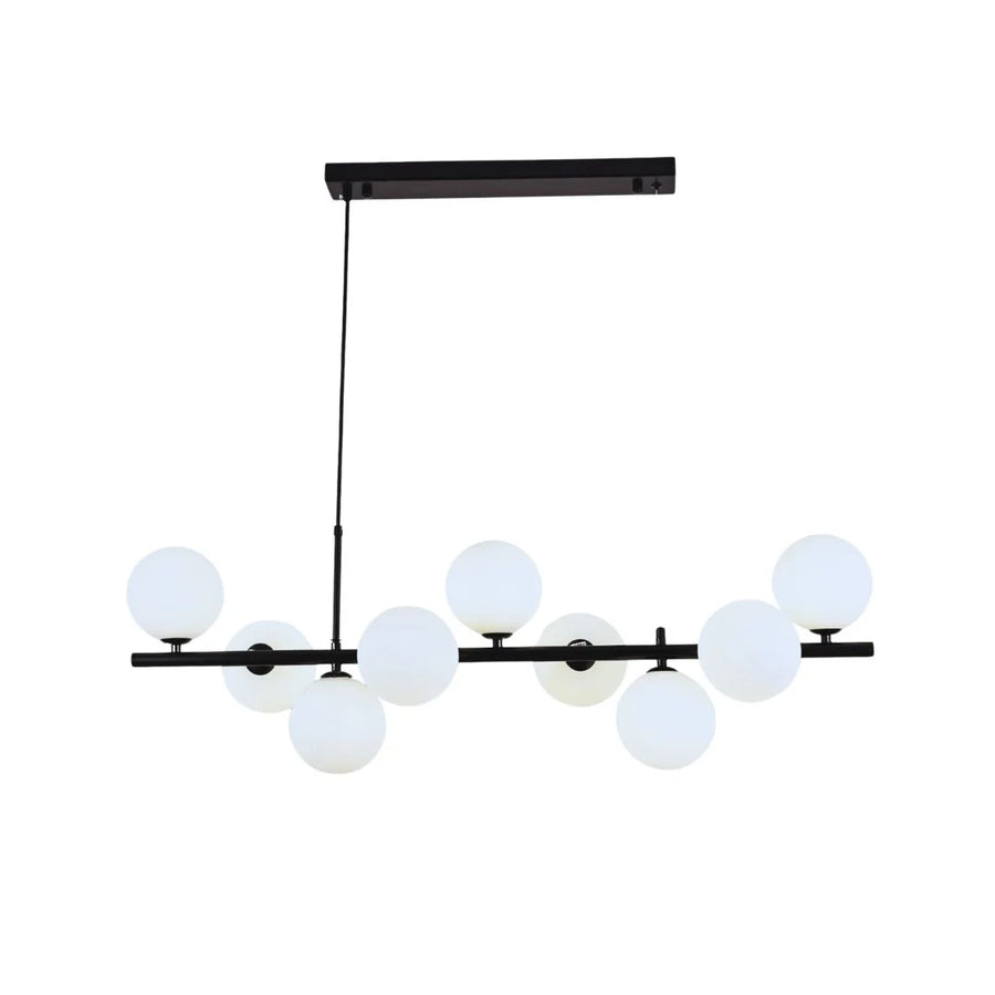 Hanglamp Beam Opaal Glas Zwart 8 Licht