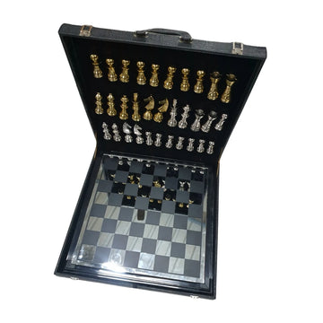 Schaakbord Majestic met Box Zilver