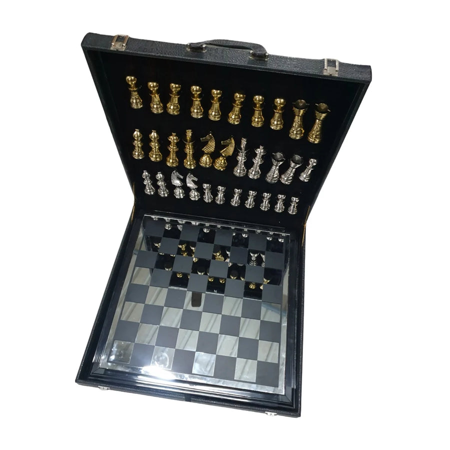 Schaakbord Majestic met Box Zilver