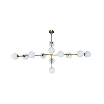 Hanglamp Evelyn Opaal Glas Goud 12 Lichts