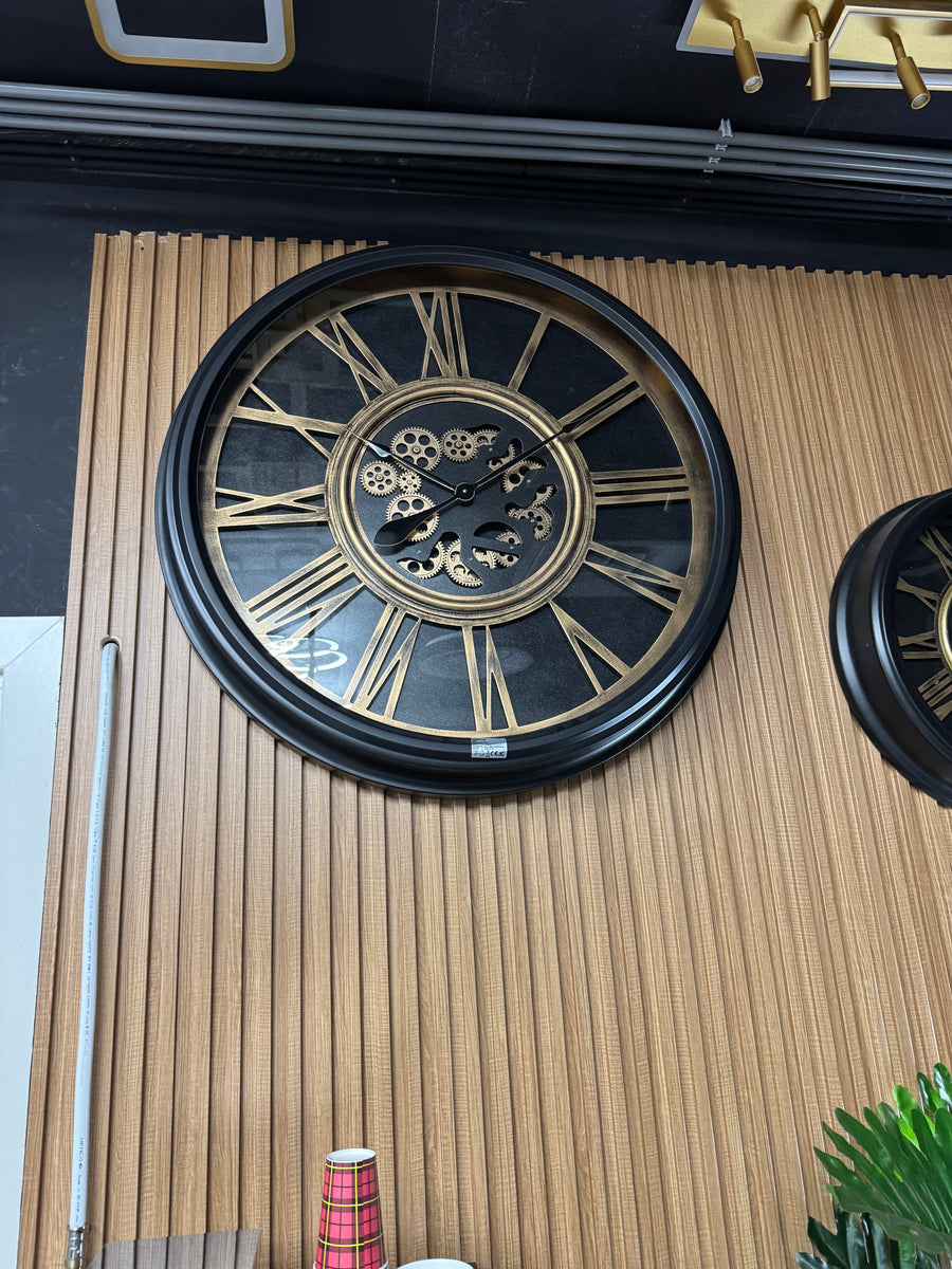 Wandklok Regal Zwart Goud