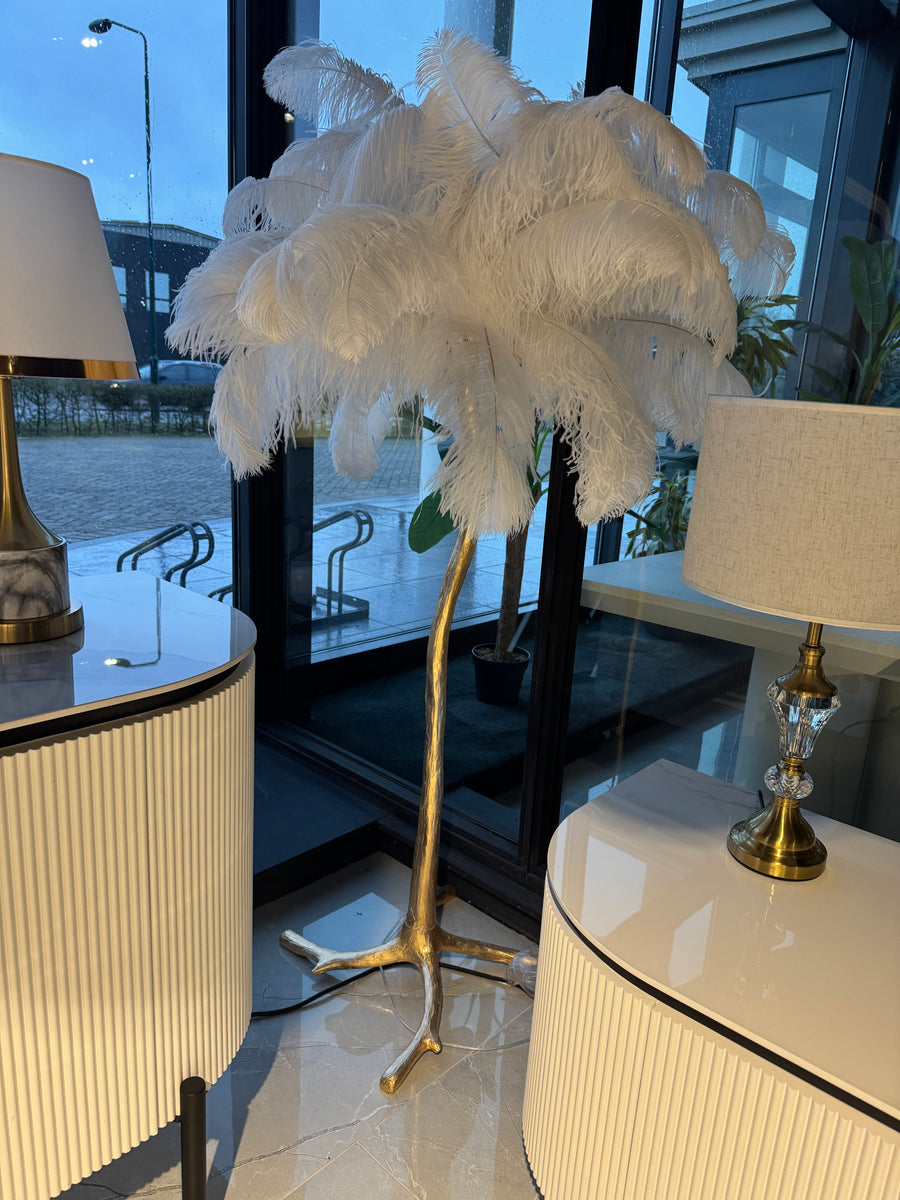 Vloerlamp Pauw Goud Wit